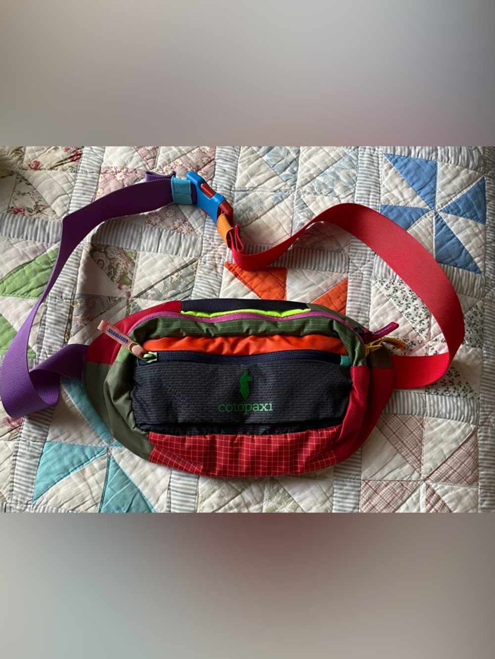 Cotopaxi Large Multicolor Waist Pack — Red, Navy, Orange, Green, Purple